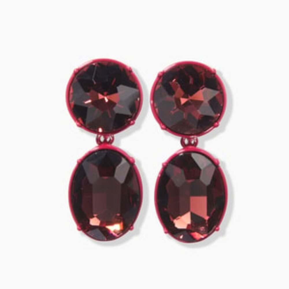 Faceted Crystal Drop Earrings Quantity:1 Color:CURRANT Size:One Size